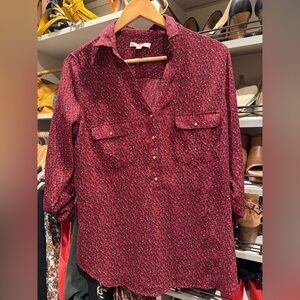 Skies Are Blue Red Blouse EUC